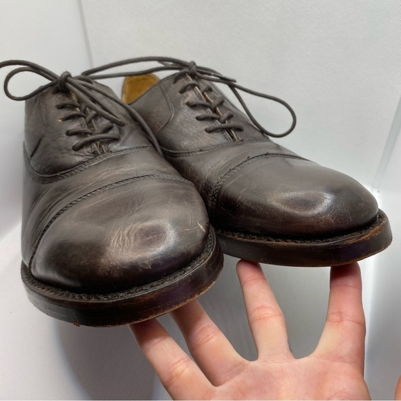 Frye Bowery Bal Cap Toe Lace Up Oxfords Shoes Brown Red 3480533 Dress Leather - Picture 4 of 14